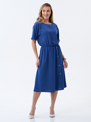 Платье шелковое с пуговицами синее